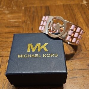 Michael Kors Pink and Gold Logo Bracelet